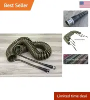 Olive Green Coil Garden Hose - 50-Foot - Lightweight & Flexible - UV Stabilized