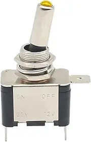 UMCNVV Auto Car Boat Truck Illuminated Led Toggle Switch with Safety Aircraft Up Cover Guard Red Blue Green Yellow White 12V20A(No lid Yellow)