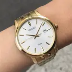 現貨 SEIKO SUR264P1 精工錶 手錶 41MM 大三針 白面盤 金色鋼錶帶 男錶女錶
