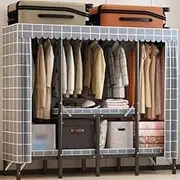 Portable Wardrobe Rack,Canvas Wardrobe for Bedroom Portable Multifunctional Fabric Wardrobe Carries Hanging Rail and Side Pockets Great Temporary Wardrobe for Bedroom,02,170 * 50 * 172 cm
