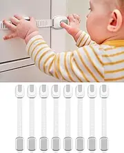 Infinno 8 Pack Cabinet Locks Baby Proofing, Baby Safety Locks for Childproofing Drawers and Cupboards, Adhesive Latches for Toddler Proofing, No Drill, Easy Install, Secure Closure, Grey