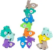HONMEET 1 Set Animal Balance Stacked Educational Game for Develops Hand Eye Coordination Logic Smooth Wood Material for Imagination Patience