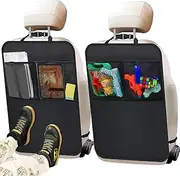 AUSELECT Back Car Seat Organiser For Kids - 2 Pack Car Storage Organizer Backseat Protectors X-Large 60x45cm, 2 Pocket Seat Back Kick Mats Cover For Vehicles To Protect From Dirt, Mud & Scratches