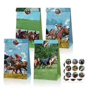 12pcs Horse Racing Party Loot Bags with Mini Stickers - Melbourne Cup Party Favors
