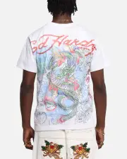 [ED HARDY] Ed Hardy Rising Dragon Vintage T-shirt White - Size 3XL 3XL White