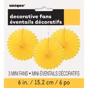 Yellow Mini Tissue Paper Fan Decorations (Pack of 3)