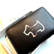 NWT RADLEY LONDON Billfold Wallet Leather Black Coin Purse Logo Embossed Boxed