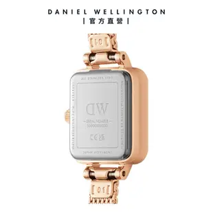 Daniel Wellington 手錶 Quadro Mini 15.4x18.2ｍｍ 方糖系列編織小方錶-樹莓黑錶盤-兩色任選(DW00100647 DW00100652)/ 香檳金