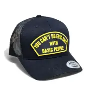 BLACK Trucker Hat w/ BLACK & YELLOW Twill Embroidered Patch "YOU CAN'T DO .. NEW