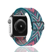 Nevenka Stretchy Solo Loop Strap 38/40/41mm 42/44/45mm Adjustable Elastics Weave Strap for iWatch Series7/6/5/4/3/2/1 SE-Green Pink Arrow