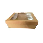 100x Disposable Cardboard Catering Grazing Box w Window Kraft 250x250x80mm