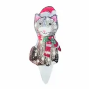 Realistic Sculpture Cat Stake Christmas Decor Light Up Garden Ornament Acrylic Yard Pathway Backyard Lawn Landscape Outdoor Festive Illuminated