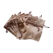 Jute Gift Bags x10 Wedding Favours Drawstring Pouches Hessian Rustic Style