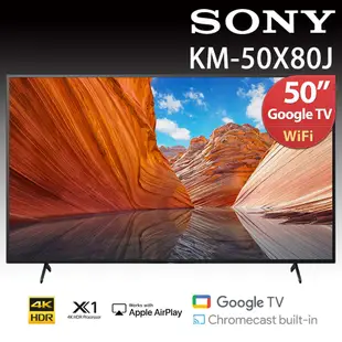 SONY索尼 50吋 4K HDR Google TV顯示器50X80J 大型配送