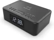Wireless Charging Bluetooth Alarm Clock - Black, Sleek Design, 10W Quick Charge,