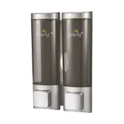 Dolphy 200ml Wall Mount Soap Dispenser (Pack of 2) - Transparent Black ABS Manual Dispensers for Liquid Soap, Shampoo, Sanitiser & Lotion