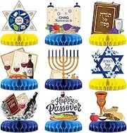 9 Pcs Passover Table Centerpieces Decorations Happy Passover Honeycomb Centerpiece Passover Honeycomb Table Decor Jewish Pesach Honeycomb Table Topper for Jewish Festival Holiday Party Supplies