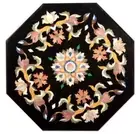18 Inches Floral Design Inlay center Coffee Table Top Black Marble Side Table