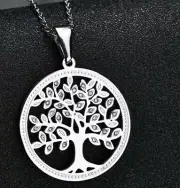 316L Stainless Steel Tree of Life Necklace with 45 cm chain plus 6 in extender