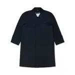 [極新品] BURBERRY 芭寶莉 極深藍(近黑色)素面 LOGO刺繡 羊毛混紡單排釦長版大衣 約S-M號