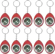 uxcell Keychain Compass [10PCS] - Survival Pocket Mini Compass Bulk with Key Ring for Hiking & Camping - [Red] Outdoor Activities Accessory