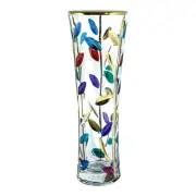 Murano Glass Vase Gold Leaf Multi Coloured Flower Hand Made Millefiori 19cm High
