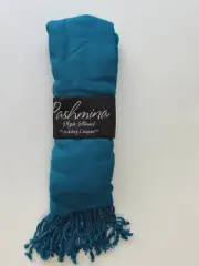 PASHMINA Style SHAWL Wrap Ashley Cooper TEAL Blue Color NEW 27.5" x 78.75"