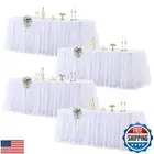 Wish Care 4 Pack White Tulle Tablecloth for 6 Foot Rectangle Tables, 6FT Wrin