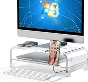Acrylic Laptop Stand Acrylic Monitor Stand Riser Acrylic Computer Stand Laptop Riser with Storage Acrylic Desk Organizer Accessories Laptop Stand Clear Monitor Stand Desktop Notebook Stand (white)