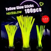 100 Yellow Glow Sticks Light Bracelets Disco Party Bulk stick glowsticks