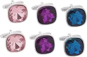 [CHILDWEET] Luxury Mens Cufflinks 3 Pairs Set Alloy Rhinestone Scratch Resistant Stylish for Suit Wedding Tuxedo