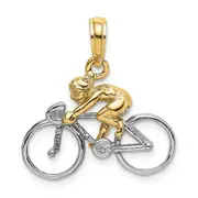 14k Two-tone Gold Two-tone Gold 3-D Bicycle With Rider Charm