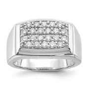 10k White Gold 1 Ct Lab Grown Diamond Cluster Ring Size 10 for Men's
