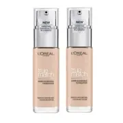 2x L'Oreal Paris True Match Super Blendable Liquid Foundation 30ml 2C Rose Vanil