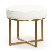 Bianka Ivory White Boucle Ottoman - Brushed Gold Base