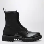 [Valentino Garavani] Black Combat Boot in technical fabric and Toile Iconographe calfskin 39 IT Black
