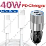 40W Double PD USB-C Fast Car Charger Type-C For Samsung Galaxy S23 Ultra S23+