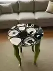 Black agate console side table top, modern agate stone corner table top decor