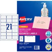 Avery 21UP Inkjet Mailing Labels Clear 25 Sheets