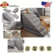 Versatile 6-Tier Dog Steps - Memory Foam Ramps for High Beds & Pet Bed Combo