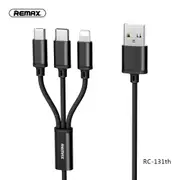 Phone Cable Remax Charging 3 in 1 Lightning, Micro USB Type C Cable Black