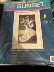 Stamped Crewel Kit Springtime Elegance Victorian Flowers Wedding Lady Cottage