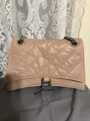 Balenciaga 2024 Crush Medium Pink Chain bag Silver Chain Original $3250