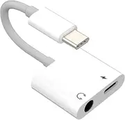 USB-C to 3.5mm Jack Headphone Audio Adapter(2 in 1) DAC Type C AUX Splitter Charger Dongle Accessories Cord Compatible for Samsung Galaxy S23 LG Pixel Apple IPhone15 14 Pro Max CJJ-AU