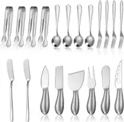 20 Pieces Charcuterie Board Accessories,Cheese Knife Set, Cheese Butter Spreader Knife,Stainles Steel Multipurpose Mini Serving Charcuterie Tools (Silver)