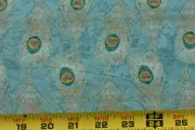 By 1/2 Yd, Peacock Feathers on Light-Teal Quilt Cotton, Springs/Nicoll, P4379