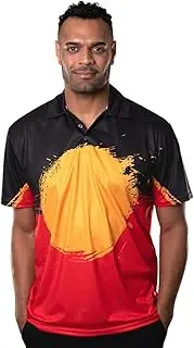 [Bwtribal] BW Tribal - Men's Fitted Polo, Aboriginal Australia Design, Coolpass 100% Breathable Quick Dry Polyester, Moisture-Wicking, Antibacterial, Lightweight, Durable, Golf Fabric, Classic Fit