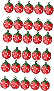 30 Pcs Strawberry Bells Dog Bell Pet Accessories Pet Collar Decoration Strawberry Shape Puppy Collars Charm Stoppers for Bracelets Earring Charms Pet Supplies Iron Red