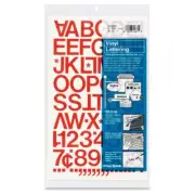 Chartpak Self-Adh Vinyl Cap Letters & Numbers, 1", Red, 88 per Pack (01032)