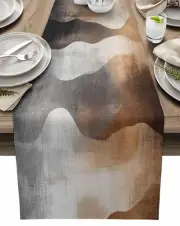 Table Runner Ombre Gray Brown White Painting Table Runners for Dining Room Ab...